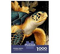 Rompecabezas De 1000 Piezas para Adolescentes Golden Turtle with Floral Accents Rompecabezas para Adultos Juegos De Relajación Ensamblaje De Patrones Diversión En Casa Actividades, 38x26cm/1000pcs