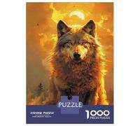 Rompecabezas De 1000 Piezas para Adolescentes Golden Wolf Sunset Rompecabezas para Adolescentes Juego De Ingenio Mejora La Memoria Diversión En Casa Actividades, 70x50cm/1000pcs