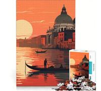 Rompecabezas de 1000 Piezas para Adolescentes Góndola al Atardecer en Venecia decoración de Pared de Juguete Mejora la Memoria cumpleaños y Navidad 50x75cm