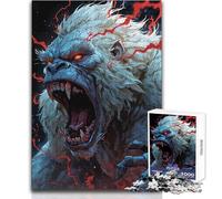 Rompecabezas de 1000 Piezas para Adolescentes: Gorila Albino Enojado con Detalles Rojos, Rompecabezas para la Familia, análisis y lógica, Juguete para decoración de Pared, tamaño 50x75cm