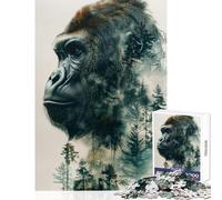 Rompecabezas de 1000 Piezas para Adolescentes Gorila decoración del hogar Juguetes Ideas de Regalos Juegos de relajación Lista de Deseos con Papá Noel tamaño 38x26cm