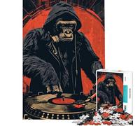 Rompecabezas de 1000 Piezas para Adolescentes Gorilla DJ Start The Party Rompecabezas Juego de ingenio Corte de precisión para cumpleaños Navidad (Tamaño 38x52cm)