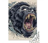 Rompecabezas De 1000 Piezas para Adolescentes Gorilla Head Breaking Glass Art Print Rompecabezas para Adultos Juguetes De Bricolaje Montaje De Patrones Ayuda A Ejercitar El Cerebro 70x50cm/1000pcs