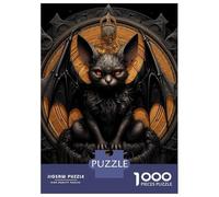 Rompecabezas De 1000 Piezas para Adolescentes Gothic Bat Cat Art Print Rompecabezas para Adultos Juego Práctico Mejora La Memoria Regalo De Cumpleaños, Regalos, 70x50cm/1000pcs