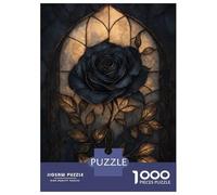 Rompecabezas De 1000 Piezas para Adolescentes Gothic Rose Stained Glass Rompecabezas para Adultos Juego De Ingenio Decoración Ayuda A Ejercitar El Cerebro 52x38cm/1000pcs