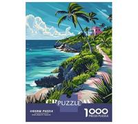 Rompecabezas De 1000 Piezas Para Adolescentes Grace Bay, Turks And Caicos Illustration Rompecabezas Para Adultos Juegos Relajantes Que Mejoran La Memoria Regalos Para Reducir El Estrés 52x38cm/1000pcs