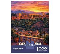 Rompecabezas De 1000 Piezas para Adolescentes Granada Spain Alhambra Sunset Rompecabezas para Adultos Juegos Relajantes Arte De Pared Diversión En Casa Actividades, 70x50cm/1000pcs