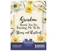Rompecabezas De 1000 Piezas para Adolescentes Grandma Thank You Floral Appreciation Rompecabezas para Adultos Juego Práctico Ensamblaje De Patrones Regalos para Reducir El Estrés 52x38cm/1000pcs
