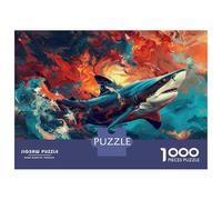 Rompecabezas De 1000 Piezas para Adolescentes Great White Shark Art Print Rompecabezas para Adultos Juegos Relajantes Regalos para Mujeres Interacción Entre Padres E Hijos 52x38cm/1000pcs