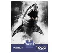 Rompecabezas De 1000 Piezas para Adolescentes Great White Shark Breaching The Ocean Rompecabezas para Adultos Juego De Ingenio Ensamblaje De Patrones Desafiante De Completar 38x26cm/1000pcs