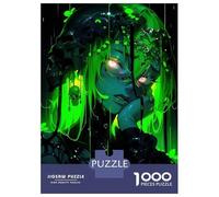 Rompecabezas De 1000 Piezas para Adolescentes Green Anime Girl with Skulls Rompecabezas para Adultos Juego Familiar Decoración del Hogar Cumpleaños Y Navidad 38x26cm/1000pcs