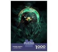 Rompecabezas De 1000 Piezas para Adolescentes Green Eagle Falcon Bird with Moon Rompecabezas para Adultos Juegos Relajantes Ensamblaje De Patrones Regalos De Cumpleaños Y Únicos 70x50cm/1000pcs