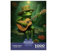 Rompecabezas De 1000 Piezas para Adolescentes Green Frog Playing Guitar Rompecabezas para Adultos Juegos Familiares Difícil Difícil Cumpleaños Y Navidad 70x50cm/1000pcs