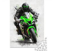 Rompecabezas De 1000 Piezas para Adolescentes Green Ninja Motorcycle Art Print Rompecabezas para Adultos Juegos Familiares Mejora La Memoria Cumpleaños Y Navidad 52x38cm/1000pcs