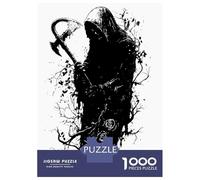 Rompecabezas De 1000 Piezas para Adolescentes Grim Reaper with Axe Black and White Rompecabezas para Adultos Juegos Familiares Regalos para Mujeres Cumpleaños 38x26cm/1000pcs