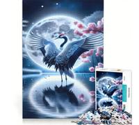 Rompecabezas de 1000 Piezas para Adolescentes: Grulla de pie a la luz de la Luna, Juegos educativos, decoración de Pared, para Fortalecer el Amor Entre Parejas 50x75cm