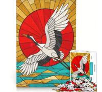Rompecabezas de 1000 Piezas para Adolescentes Grulla de vitral Volando sobre el Agua Juguetes para armar interacción Entre Padres e Hijos cumpleaños 38x52cm