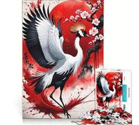 Rompecabezas de 1000 Piezas para Adolescentes: Grulla Japonesa con Flores de Cerezo Arte, Juegos educativos, decoración de Pared, para Fortalecer el Amor Entre Parejas 38x26cm