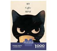 Rompecabezas De 1000 Piezas para Adolescentes Grumpy Cat Coffee - Cat Drinking Coffee Rompecabezas para Adultos Juegos De Relajación Desafío Difícil Desafío Educativo 70x50cm/1000pcs