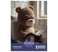 Rompecabezas De 1000 Piezas para Adolescentes Grumpy Teddy Bear Reading on Toilet Rompecabezas para Adultos Juguetes Antiestrés Regalos De Desafío Difícil para Amigos Y Familiares 52x38cm/1000pcs