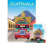 Rompecabezas de 1000 Piezas para Adolescentes Guatemala Antigua Bus Fine Cut Art Logic Fun Toy Cozy Time Play Christmas Wall Decor (50x75cm)