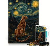 Rompecabezas de 1000 Piezas para Adolescentes Guepardo bajo un Cielo Estrellado Juego Divertido y Estimulante para la Mente Juego de cumpleaños Ideal (50x75cm)