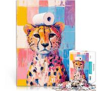 Rompecabezas de 1000 Piezas para Adolescentes Guepardo con Papel higiénico Corte de precisión Regalos para Amigos y Familiares 38x26cm