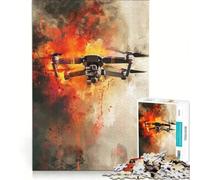 Rompecabezas de 1000 Piezas para Adolescentes: Guerra de Drones, Juguetes antiestrés, Montaje de Patrones, cumpleaños y Navidad 38x52cm
