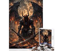 Rompecabezas de 1000 Piezas para Adolescentes: Guerrero Alado en un Paisaje ardiente Decoración del hogar Juguetes Ideas de Regalo para Juegos educativos cumpleaños y Navidad Tamaño: 38x26cm