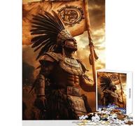 Rompecabezas de 1000 Piezas para Adolescentes Guerrero Azteca con Bandera Juguetes de Bricolaje Grandes Regalos y Juguetes Juego Educativo interacción Entre Padres e Hijos tamaño 38x52cm