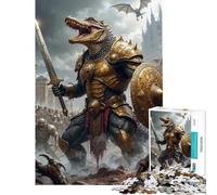 Rompecabezas de 1000 Piezas para Adolescentes Guerrero caimán con Armadura Dorada Rompecabezas para Adultos Juego práctico de análisis y lógica Ideal para Reducir el estrés (38x52cm)