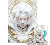 Rompecabezas de 1000 Piezas para Adolescentes Guerrero de Pelo Blanco Rompecabezas Relajante para decoración de Pared Toda la Familia (tamaño 38x52cm)