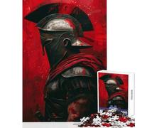 Rompecabezas de 1000 Piezas para Adolescentes Guerrero Espartano de Rojo Juguetes antiestrés Regalos de Amigo Secreto Juego de ingenio desafiante para completar tamaño 38x52cm