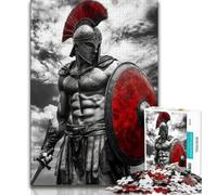 Rompecabezas de 1000 Piezas para Adolescentes Guerrero Espartano para Adultos para aliviar el estrés desafío difícil decoración única para el hogar y Regalos 26x38cm