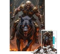 Rompecabezas de 1000 Piezas para Adolescentes Guerrero Esqueleto Montando un Perro del Infierno Juego Educativo desafío Juguete Juego Familiar Divertido y con Humor Regalo Ideal para cumpleaños