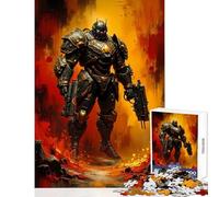 Rompecabezas de 1000 Piezas para Adolescentes: Guerrero futurista con Armadura y Armas Juguetes para armar Regalos para Amigos Secretos Juegos Familiares con póster a Juego y Hoja de Trivia (50x75cm)