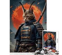 Rompecabezas de 1000 Piezas para Adolescentes Guerrero Gato samurái con Espada decoración del hogar Juguetes Ideas de Regalos Juegos de relajación Lista de Deseos con Papá Noel tamaño 50x75cm