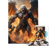 Rompecabezas de 1000 Piezas para Adolescentes Guerrero Gorila Alado en un Paisaje ardiente Ayuda a ejercitar el Cerebro el análisis y la lógica Juegos Divertidos para Mayores de 14 años (38x52cm)