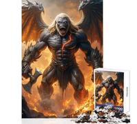 Rompecabezas de 1000 Piezas para Adolescentes: Guerrero Gorila Alado en un Paisaje ardiente Decoración del hogar Juguetes Ideas de Regalo Juego de ingenio con póster a Juego y Hoja de Trivia 38x52cm