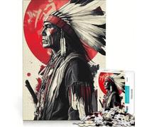 Rompecabezas de 1000 Piezas para Adolescentes Guerrero Nativo Americano Juegos educativos ensamblaje de Patrones colección de Artistas Bellas Artes 38x52cm