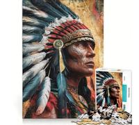 Rompecabezas de 1000 Piezas para Adolescentes Guerrero Nativo Americano Juguetes para armar Mejora la Memoria colección de Artistas Bellas Artes 38x26cm
