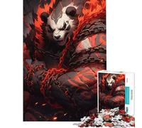 Rompecabezas de 1000 Piezas para Adolescentes Guerrero Panda Ardiente Diversión en casa Regalos para Mujeres Juegos relajantes Apto para Mayores de 14 años 38x26cm