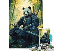Rompecabezas de 1000 Piezas para Adolescentes Guerrero Samurai Panda Un Reto para completar Decoración Juegos relajantes para Mayores de 14 años (38x52cm)