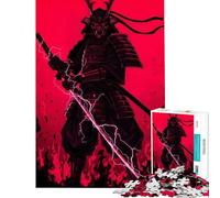 Rompecabezas de 1000 Piezas para Adolescentes Guerrero samurái Rojo con Espada relámpago Juego Educativo Juguetes didácticos Regalo Ideal para cumpleaños y para Disfrutar en Familia (tamaño 50x75cm)