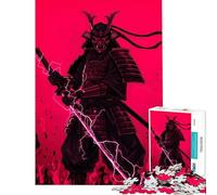 Rompecabezas de 1000 Piezas para Adolescentes Guerrero samurái Rojo con Espada relámpago Juguetes educativos y relajantes para la diversión Familiar Regalos de Amigo Invisible (tamaño 38x52cm)