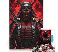 Rompecabezas de 1000 Piezas para Adolescentes Guerrero samurái Rojo y Negro Juegos Divertidos para Entrenar la Mente y Las Manos Un desafío único 38x52cm