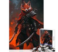 Rompecabezas de 1000 Piezas para Adolescentes Guerrero Zorro con Espadas decoración del hogar Juguetes Regalo de cumpleaños Juego de ingenio descompresión Intelectual tamaño 38x52cm