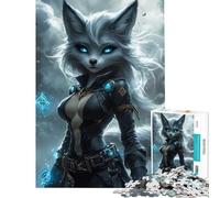 Rompecabezas de 1000 Piezas para Adolescentes Guerrero Zorro místico con Ojos Brillantes Diversión en casa Regalos para Mujeres Juegos relajantes Apto para Mayores de 14 años 38x52cm