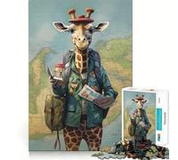Rompecabezas de 1000 Piezas para Adolescentes Guía de Viaje con Jirafa, Arte de Corte Fino, Entrenamiento de concentración, Juego Divertido para Momentos de Tranquilidad, (38x52cm)