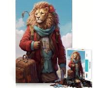 Rompecabezas de 1000 Piezas para Adolescentes Guía de Viaje, León, Arte de Corte preciso, Juego cognitivo, Regalo para Momentos de Juego Tranquilo, Regalo de decoración navideña (38x26cm)